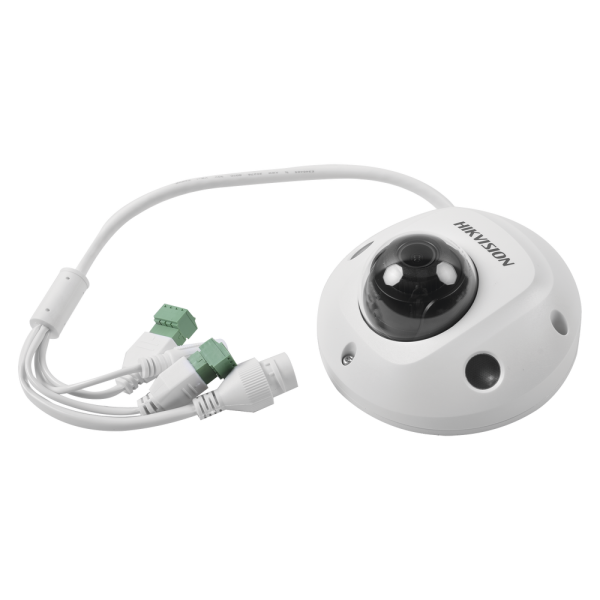 Mini Domo IP 2 Megapixel / Lente 2.8 mm / 10 mts IR EXIR / Microfono Interconstruido / IP66 / IK08 / PoE / Entrada y Salida de Audio y Alarma / H.265+