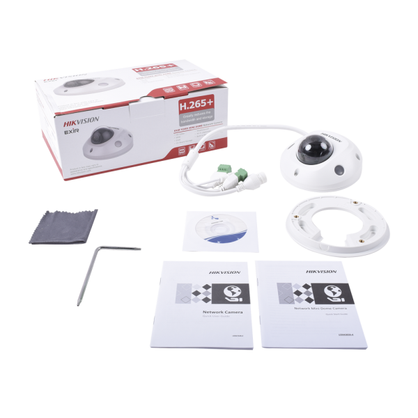 Mini Domo IP 2 Megapixel / Lente 2.8 mm / 10 mts IR EXIR / Microfono Interconstruido / IP66 / IK08 / PoE / Entrada y Salida de Audio y Alarma / H.265+